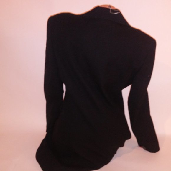Larry Levine Suits Coat Jacket Size 8 Solid Black 100% Wool Crepe Double Breaste - Picture 2 of 16
